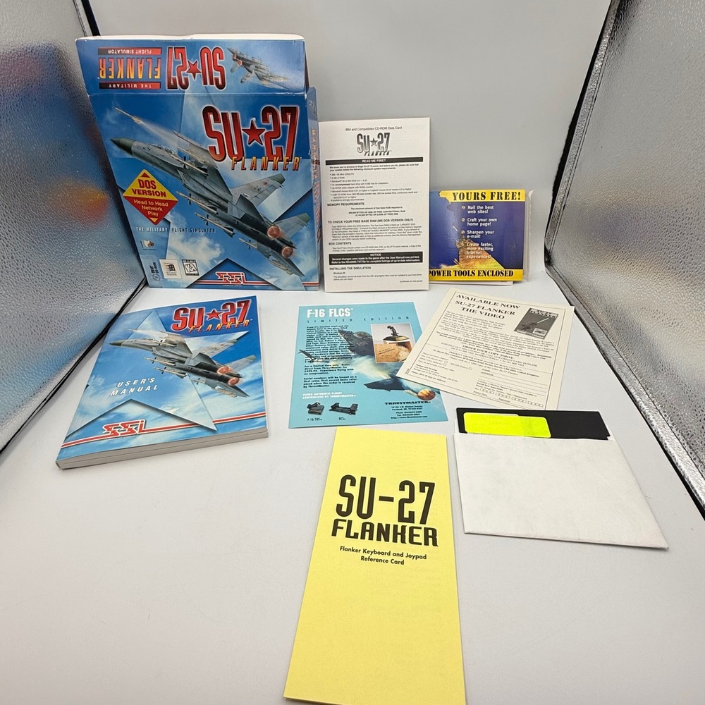 SSI SU-27 Flanker The Military Flight Simulator PC Big Box DOS Windows 95 1995